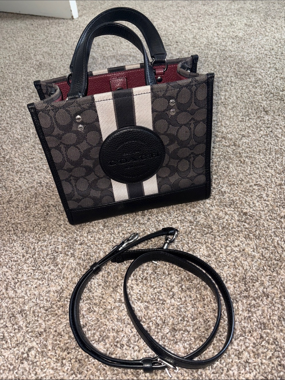 Coach Mini Tote in Black, Khaki and Burgundy